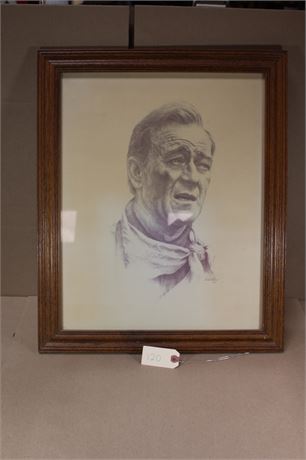 Framed drawing - John Wayne