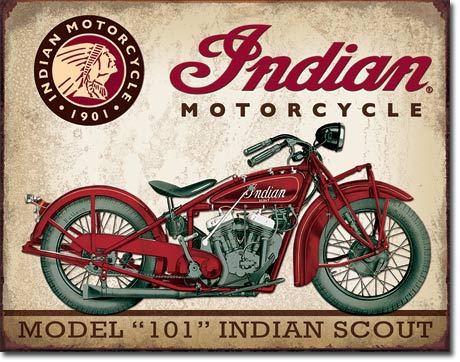 TIN SIGN - Indian Motorcycle 101 Scout