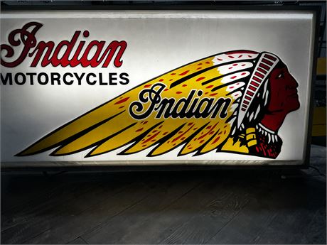 Original Indian Motorcycle Dual Sided Lighted Sign with aluminum frame